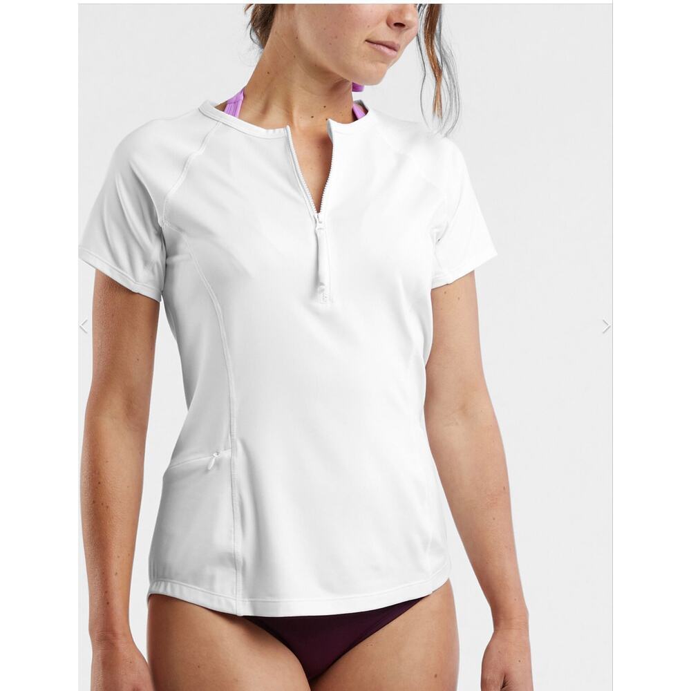 Title Nine Sunbuster Short Sleeve Pullover 1/4 Zip in White Size L Activewear - Picture 5 of 9